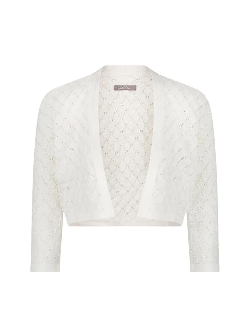 Lela Rose White Open-Front Knit Bolero