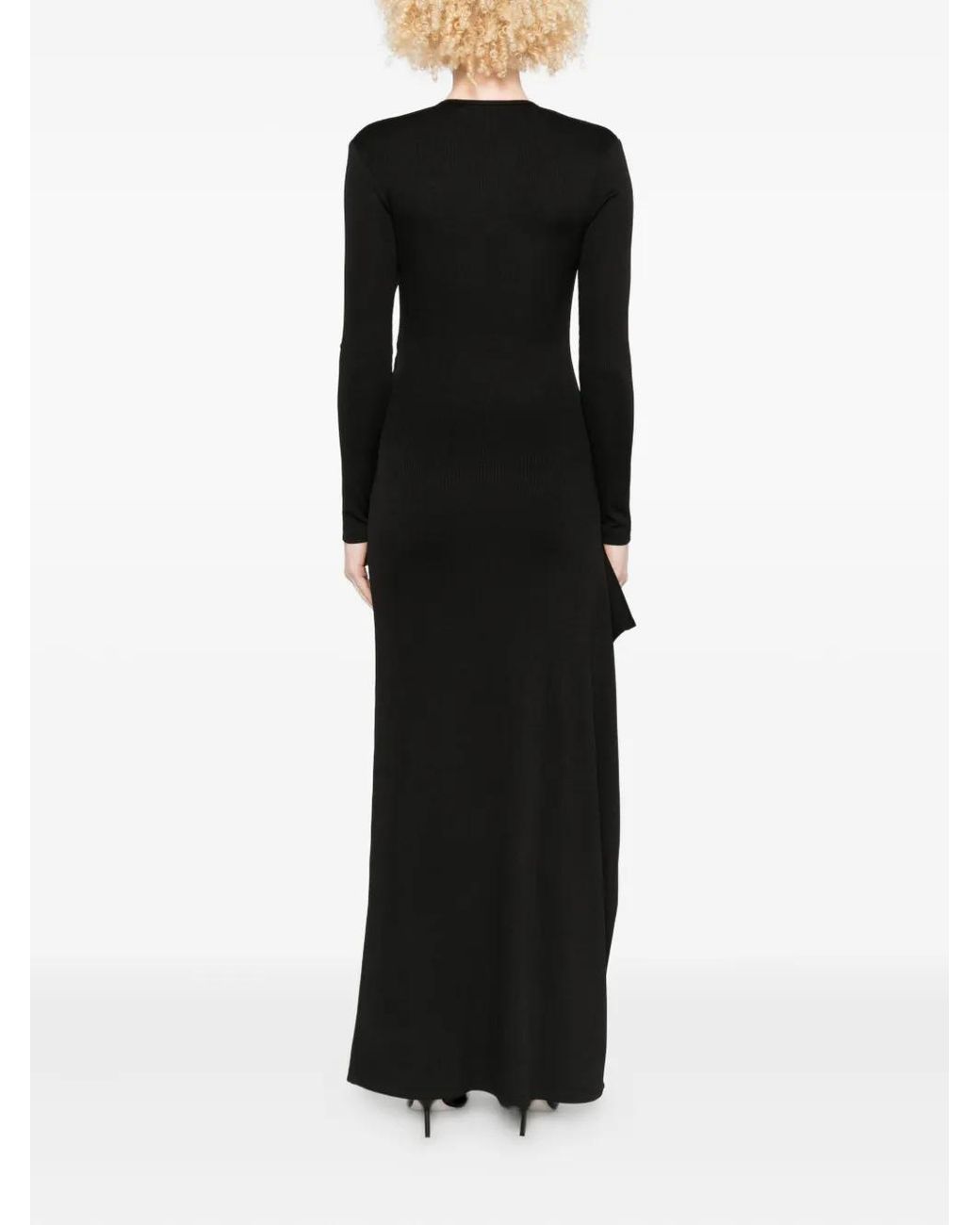 Christopher Esber Black Stone-Embellished Long-Sleeve Maxi Dress