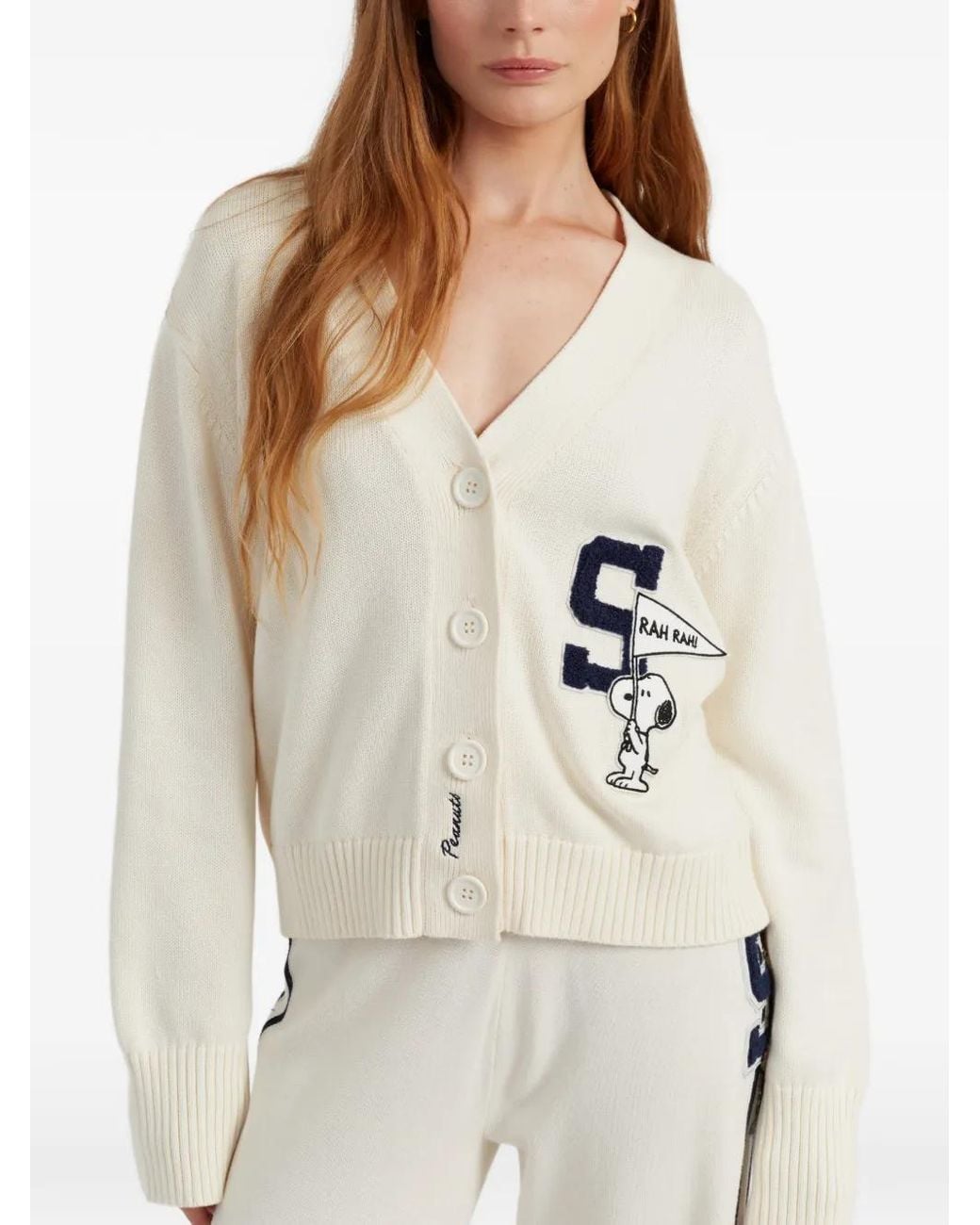 Chinti & Parker White X Peanuts Snoopy Varsity Cardigan