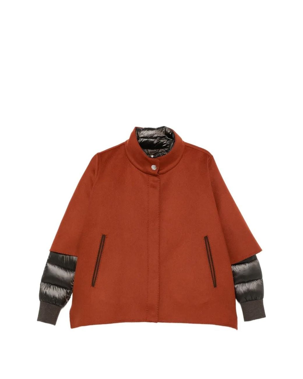 Moorer Orange High-Neck Cape Jacket