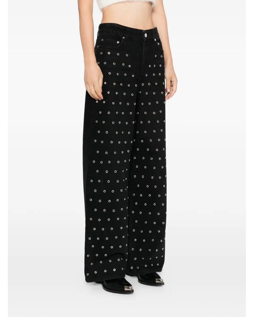 Monse Black Eyelet-Embellished Jeans