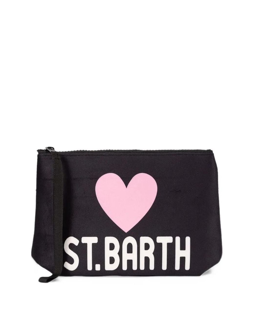 Mc2 Saint Barth Black Aline Logo-Print Heart-Motif Clutch Bag