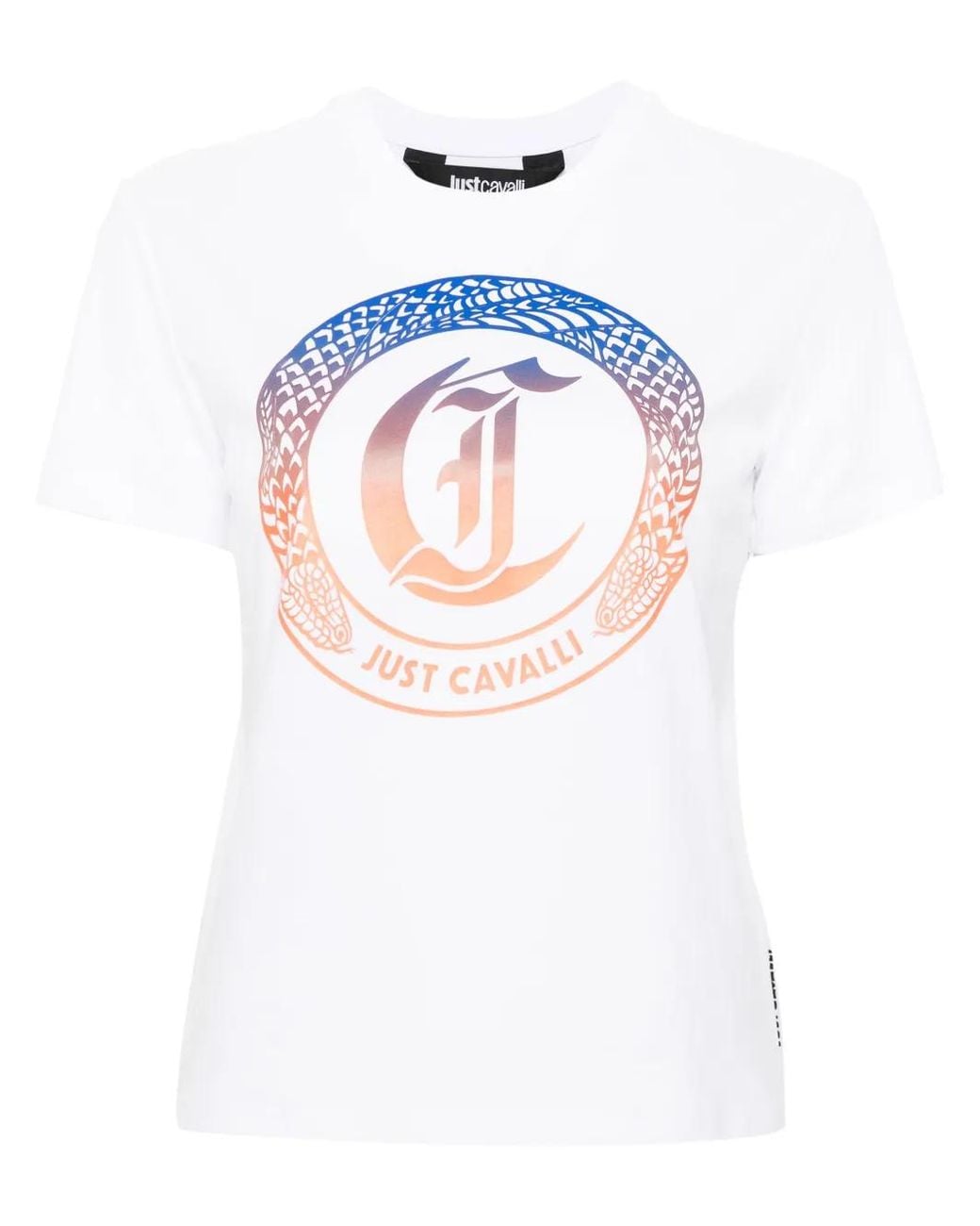 Just Cavalli White Logo-Print Cotton T-Shirt