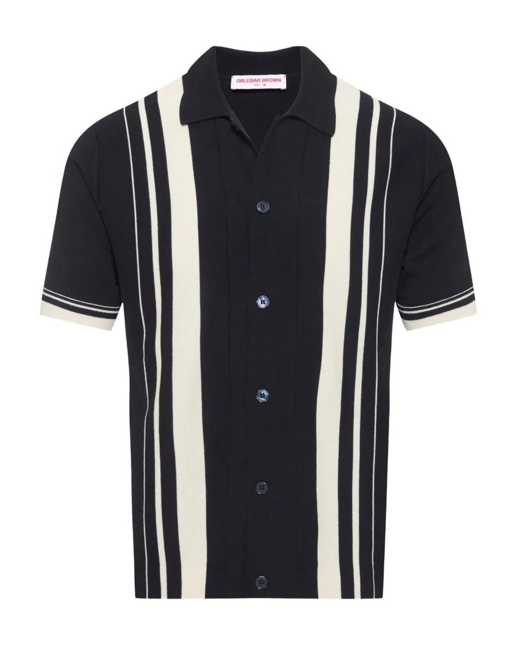 Orlebar Brown Black Tiernan Striped Shirt for men