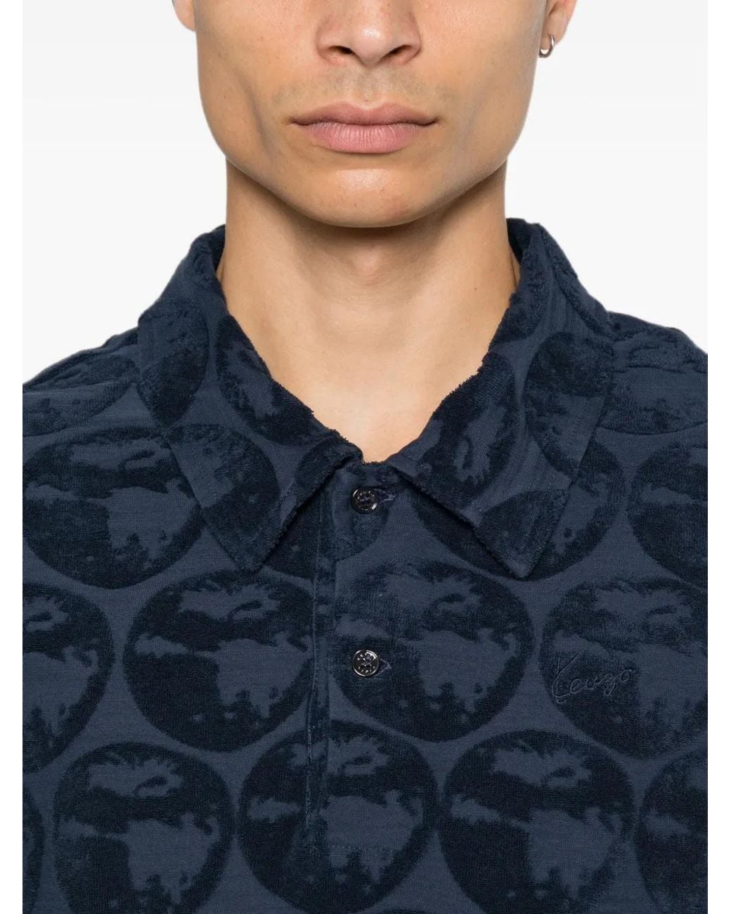 KENZO Blue Apple Pop Embroidered Polo Shirt for men