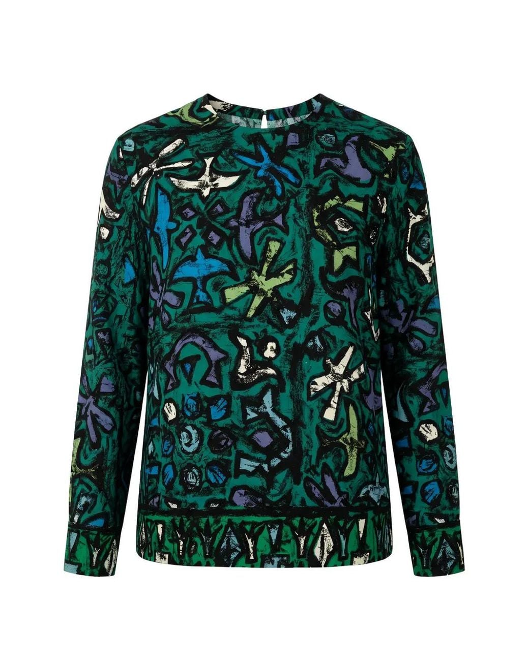 Valentino Garavani Green Abstract-Print Top