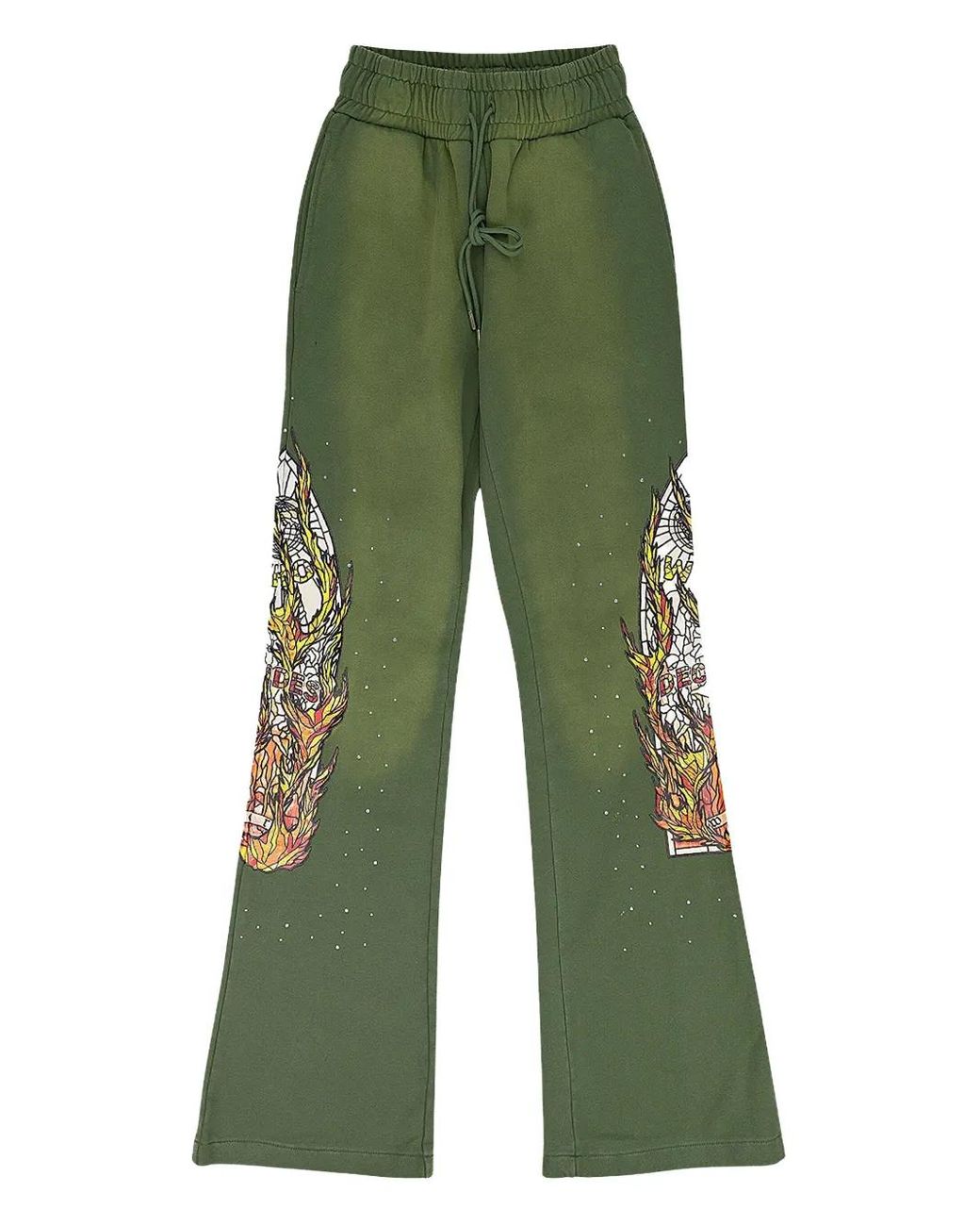 Who Decides War Green Drawstring Track Pants for men