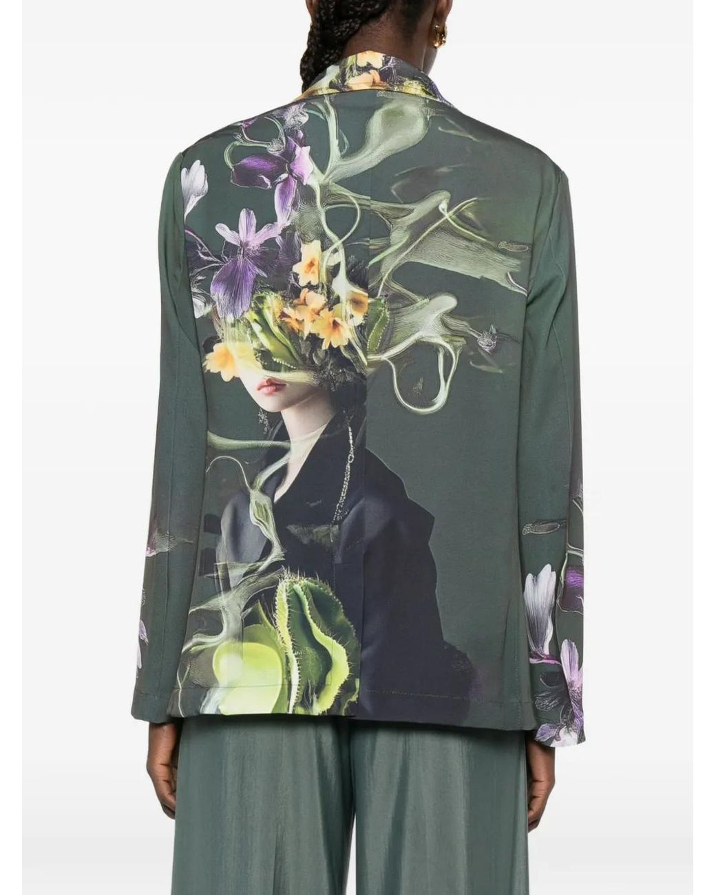 SISSIOTTO Green Blazer À Fleurs Imprimées