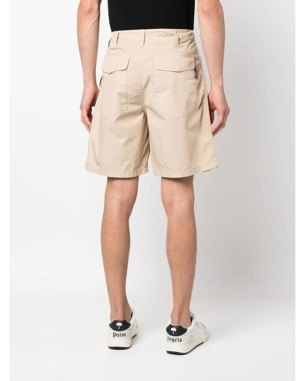 Palm Angels Natural Tornado Cotton Cargo Shorts for men