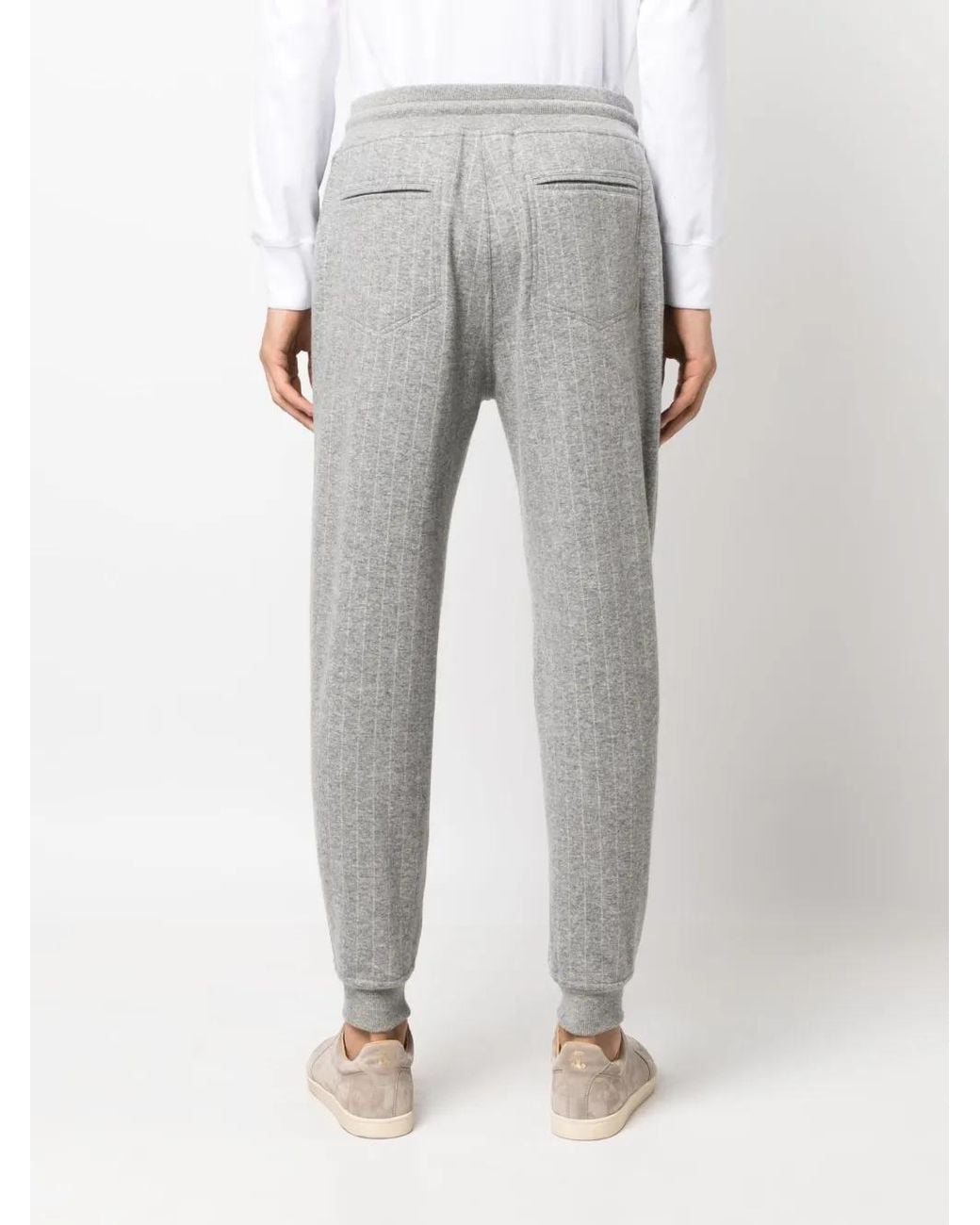 Brunello Cucinelli Gray Striped Cashmere-blend Track Pants for men