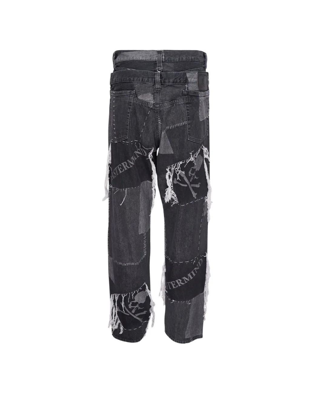 Mastermind Japan Gray Patchwork Jacquard Jeans for men
