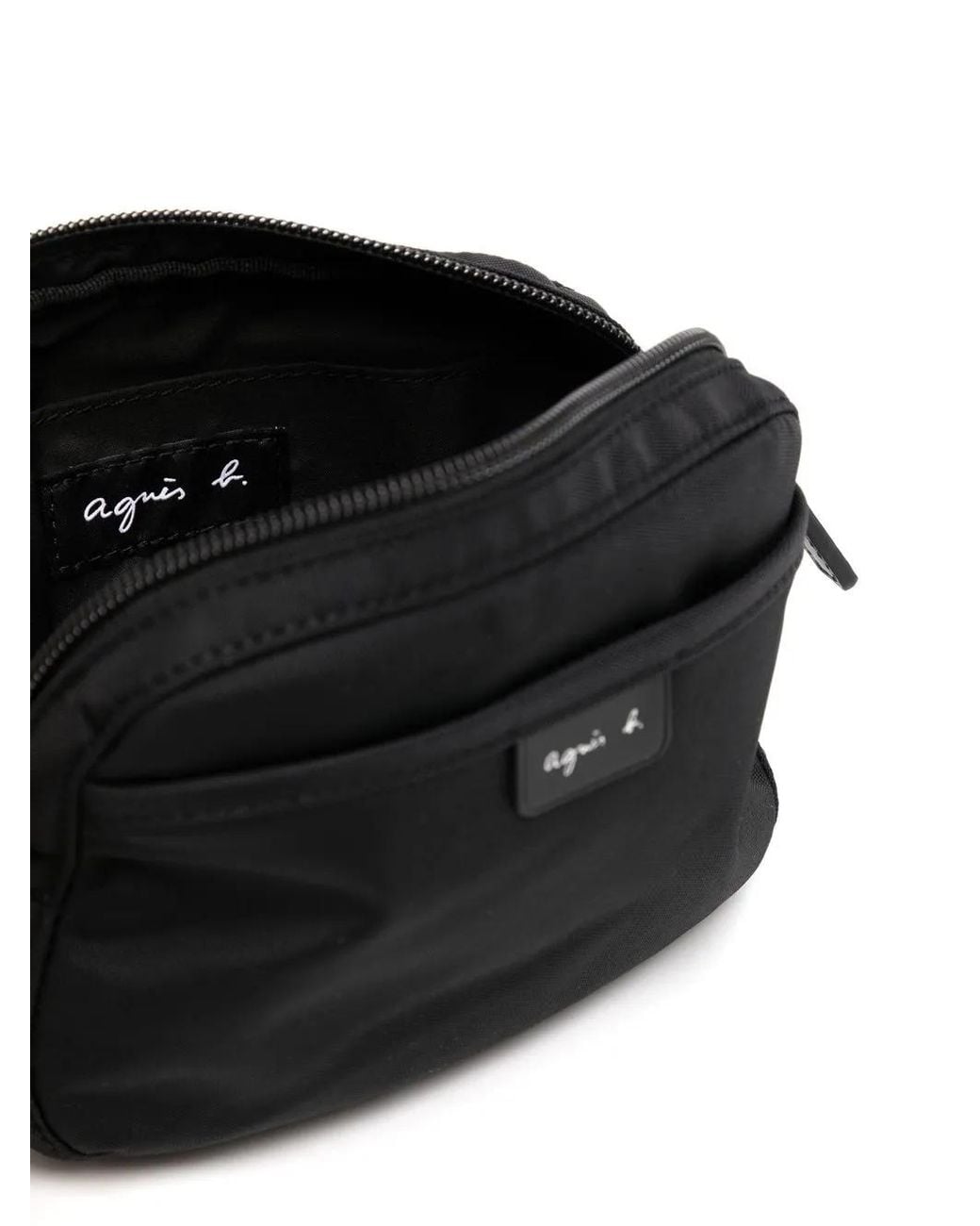 Agnes B. Black Curved Logo-Patch Wallet