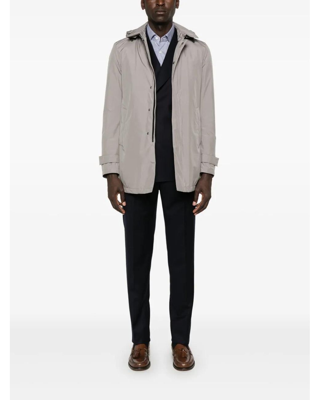Herno Gray Detachable-Hood Jacket for men