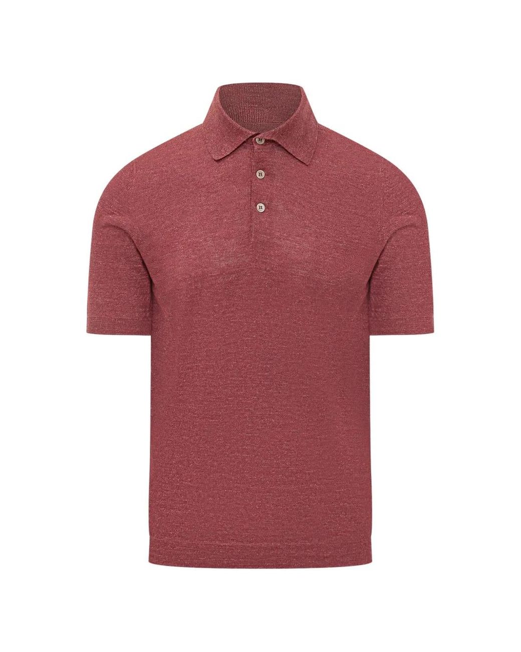 Brunello Cucinelli Red Buttoned Polo Shirt for men