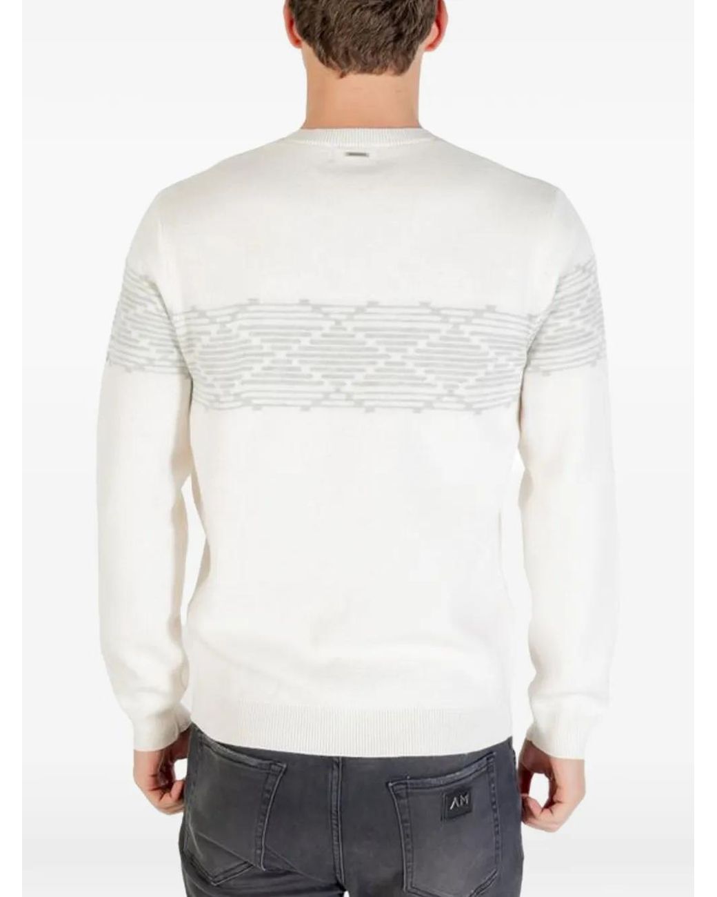 Antony Morato White Geometric-Pattern Sweater for men