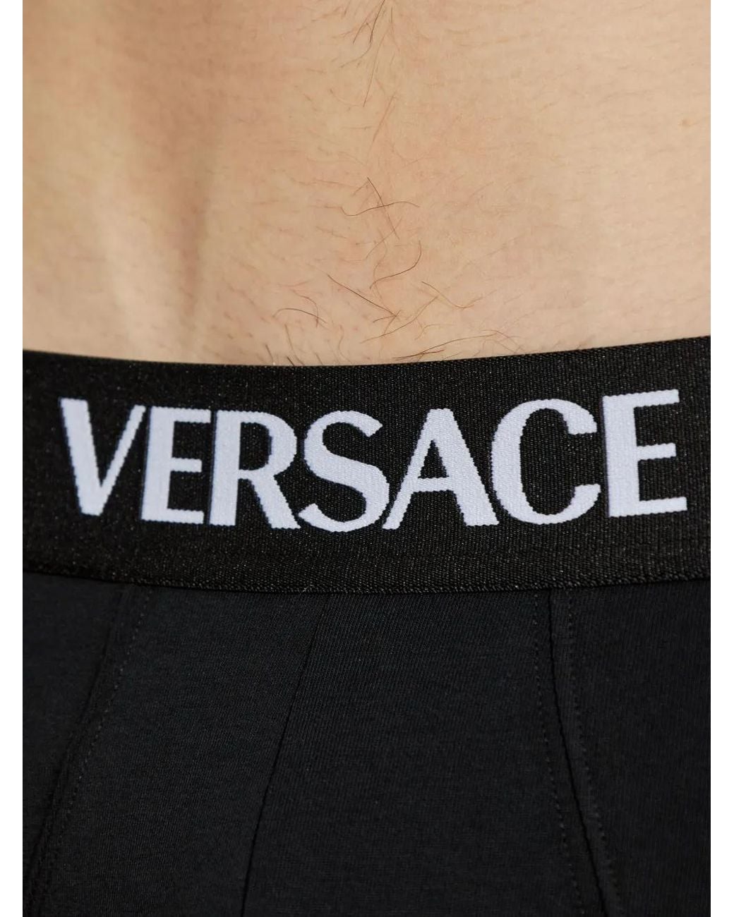 Versace Black Logo-Waistband Briefs (Pack Of Three) for men