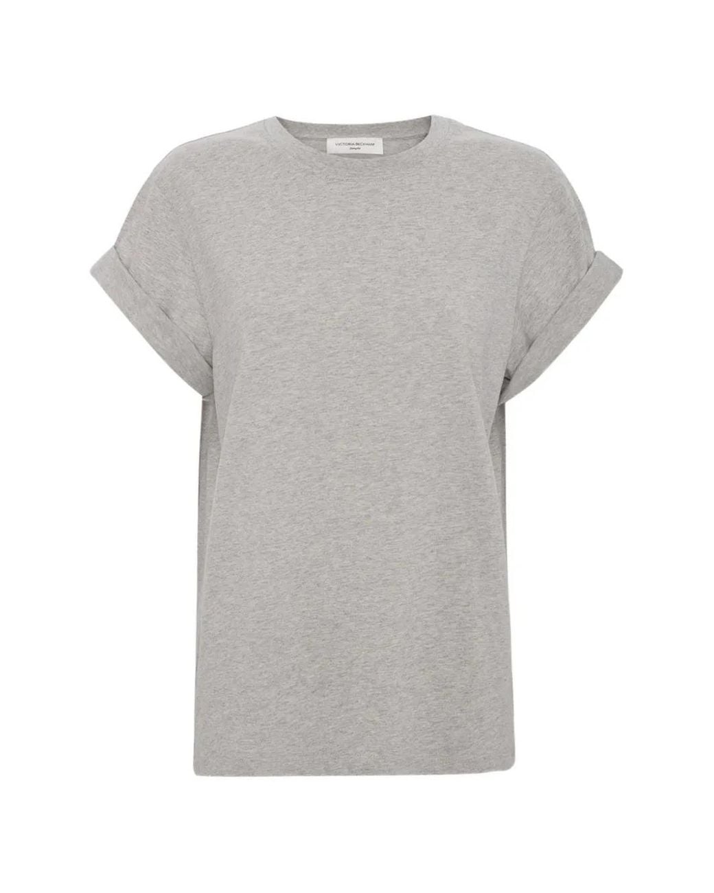 Victoria Beckham Gray Tilly Rolled-Sleeve T-Shirt