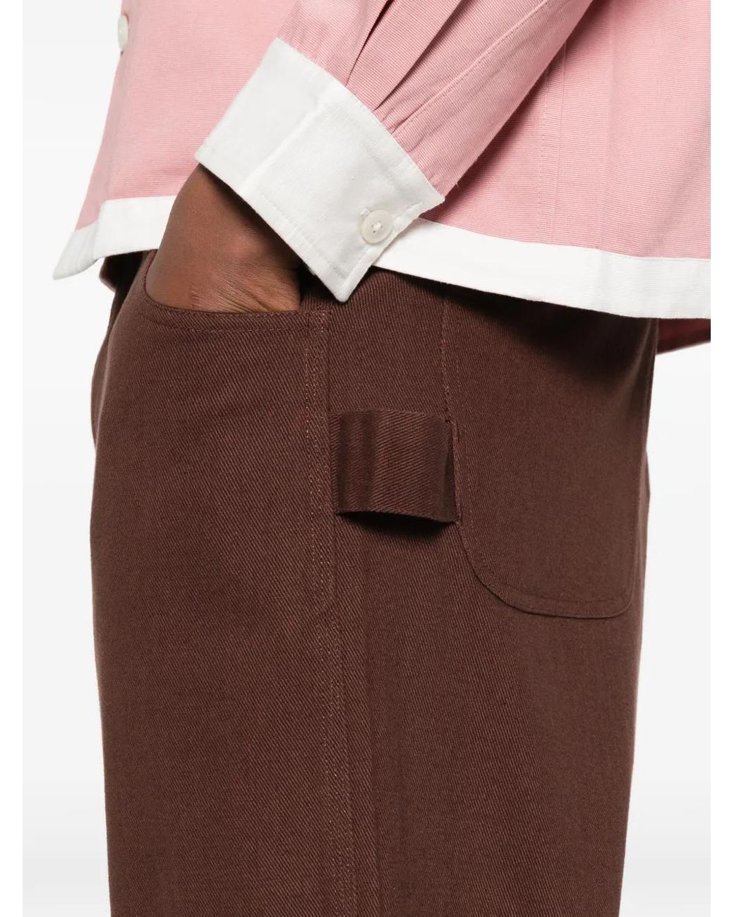 Bode Brown Patch-Detail Trousers for men