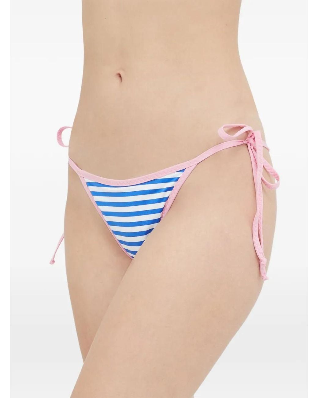 Mc2 Saint Barth Blue Marielle Striped Tie-Side Bikini Bottoms