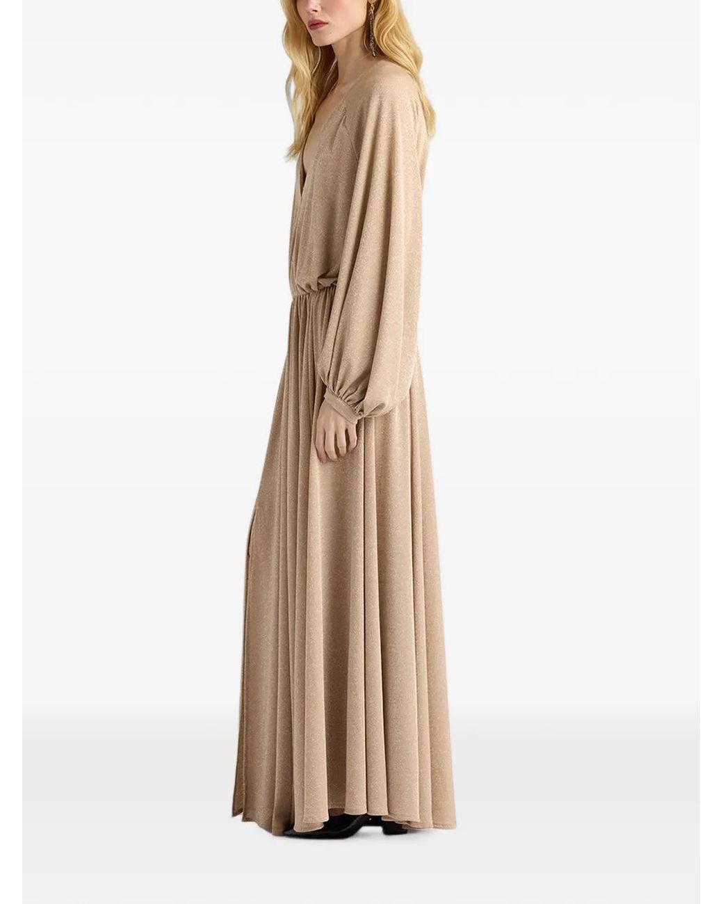 Momoní Natural Geisli Lurex-Jersey Long-Sleeved Maxi Dress