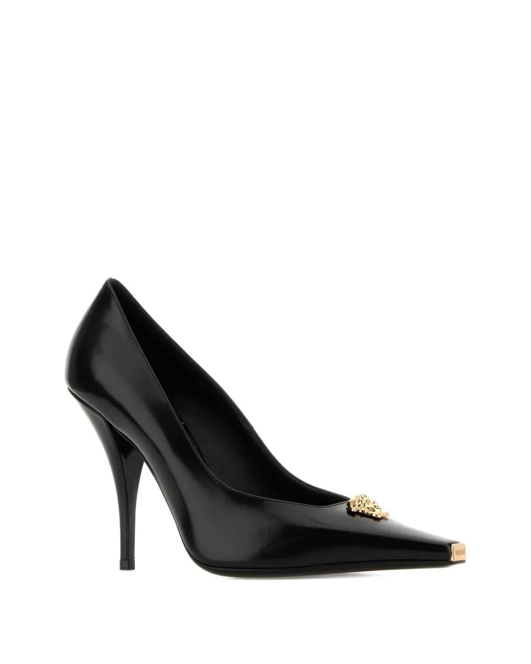 Versace Black Pointed Toe Leather Pump