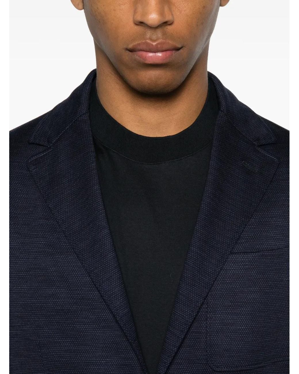 Canali Blue Blazer En Laine À Poches Plaquées for men