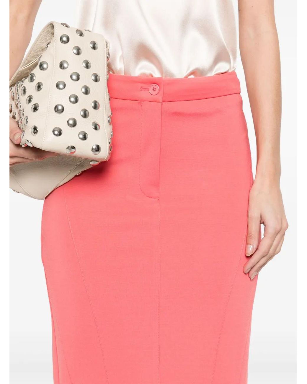 Pinko Pink Panelled Midi Skirt