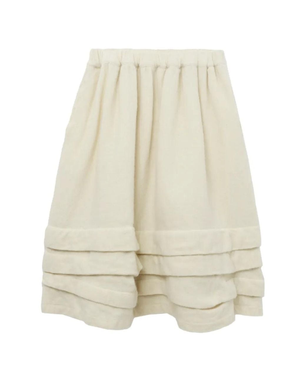 Comme des Garçons White Ruffled Midi Skirt