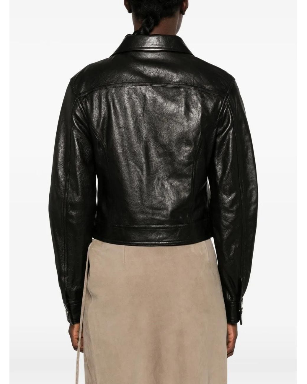 Amiri Black Button-Up Leather Jacket