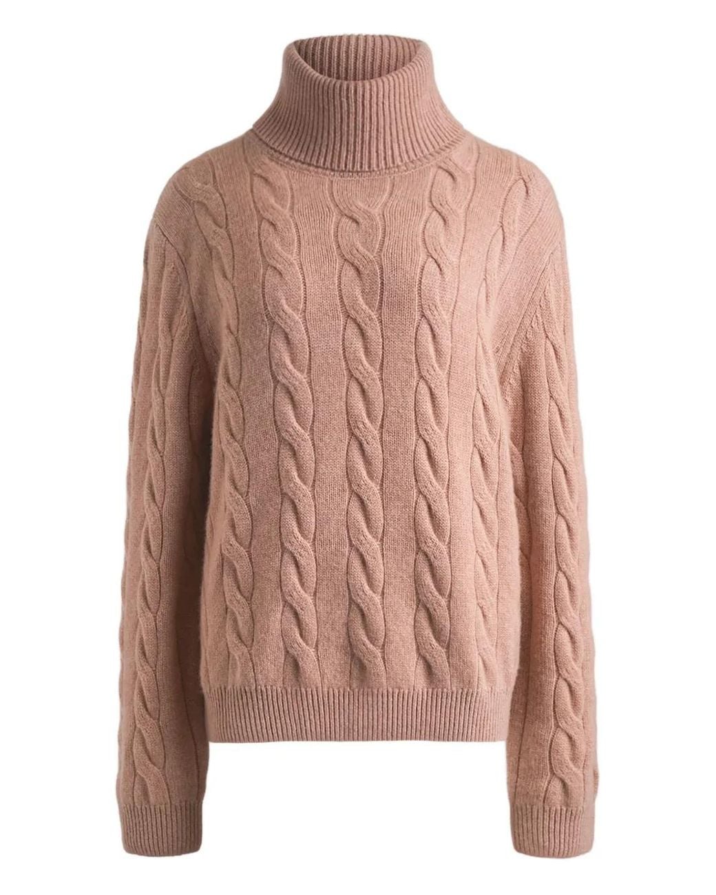 12 STOREEZ Pink Cable-Knit Turtleneck Sweater