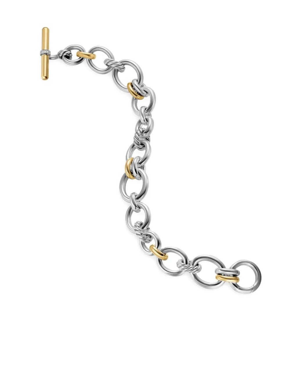 David Yurman White 18K And Sterling Dy Mercer Chain Diamond Bracelet
