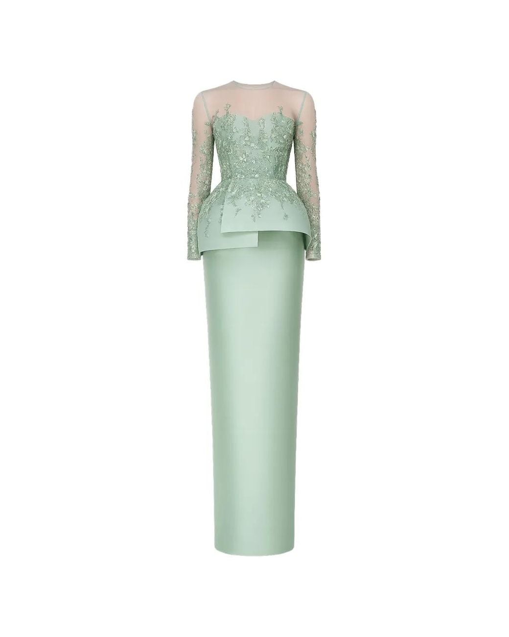 Rami Al Ali Green Bead-Embellished Tubino Maxi Dress