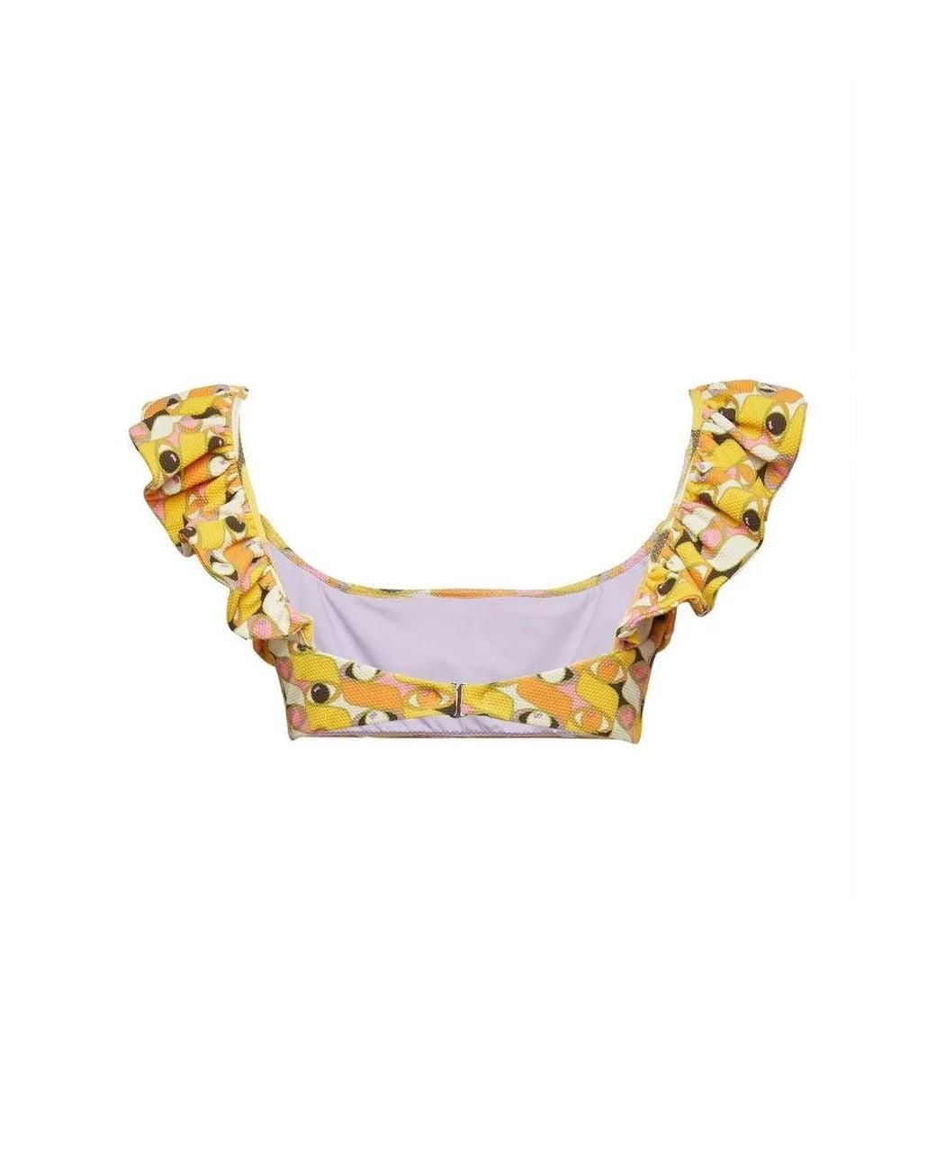 LaDoubleJ Metallic Ruffle Bikini Top