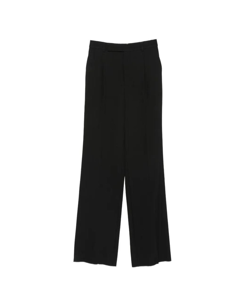 Saint Laurent Black Pleated Wide-Leg Trousers
