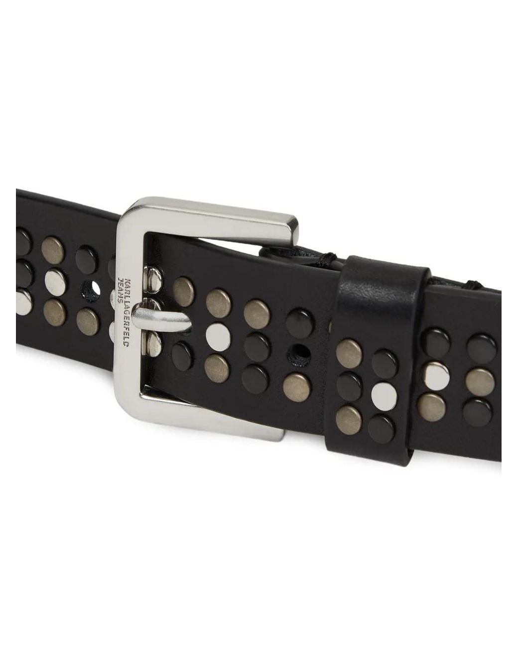 Karl Lagerfeld Black Stud-Embellished Leather Belt for men