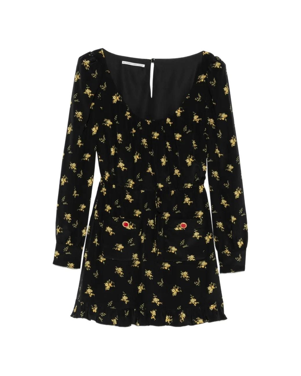 Alessandra Rich Black Floral-Print Silk Mini Dress