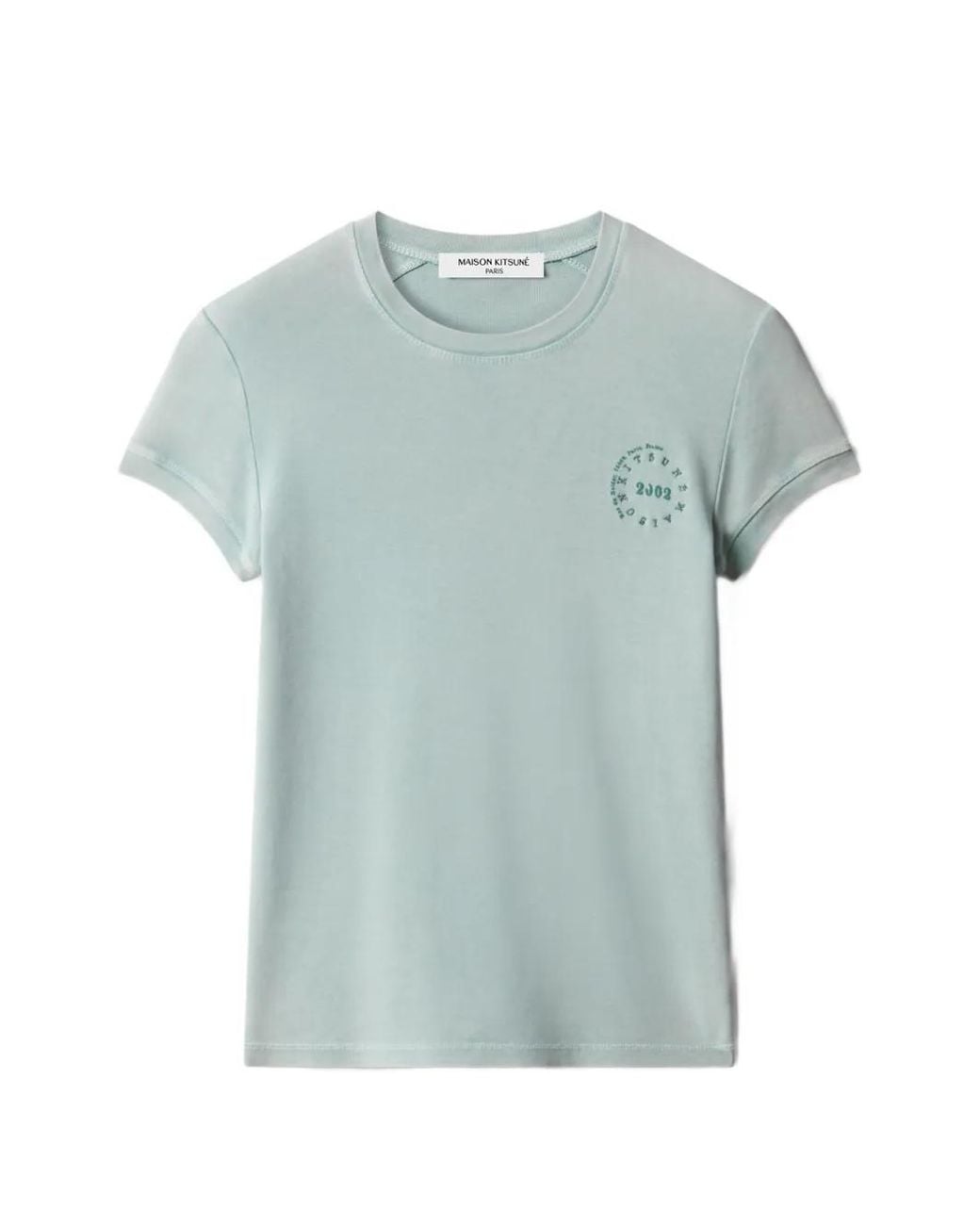 Maison Kitsuné Blue Circle Stamp Logo-Print Cotton T-Shirt