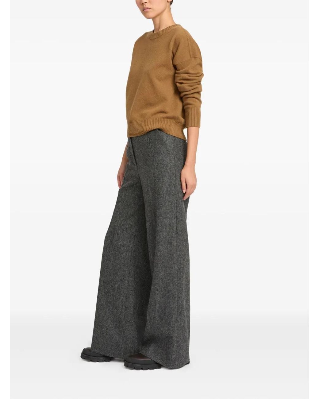 Yves Salomon Gray Flannel Tailored Trousers