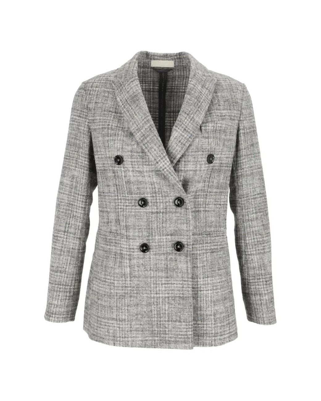 Circolo 1901 Gray Double-Breasted Checked Jacket