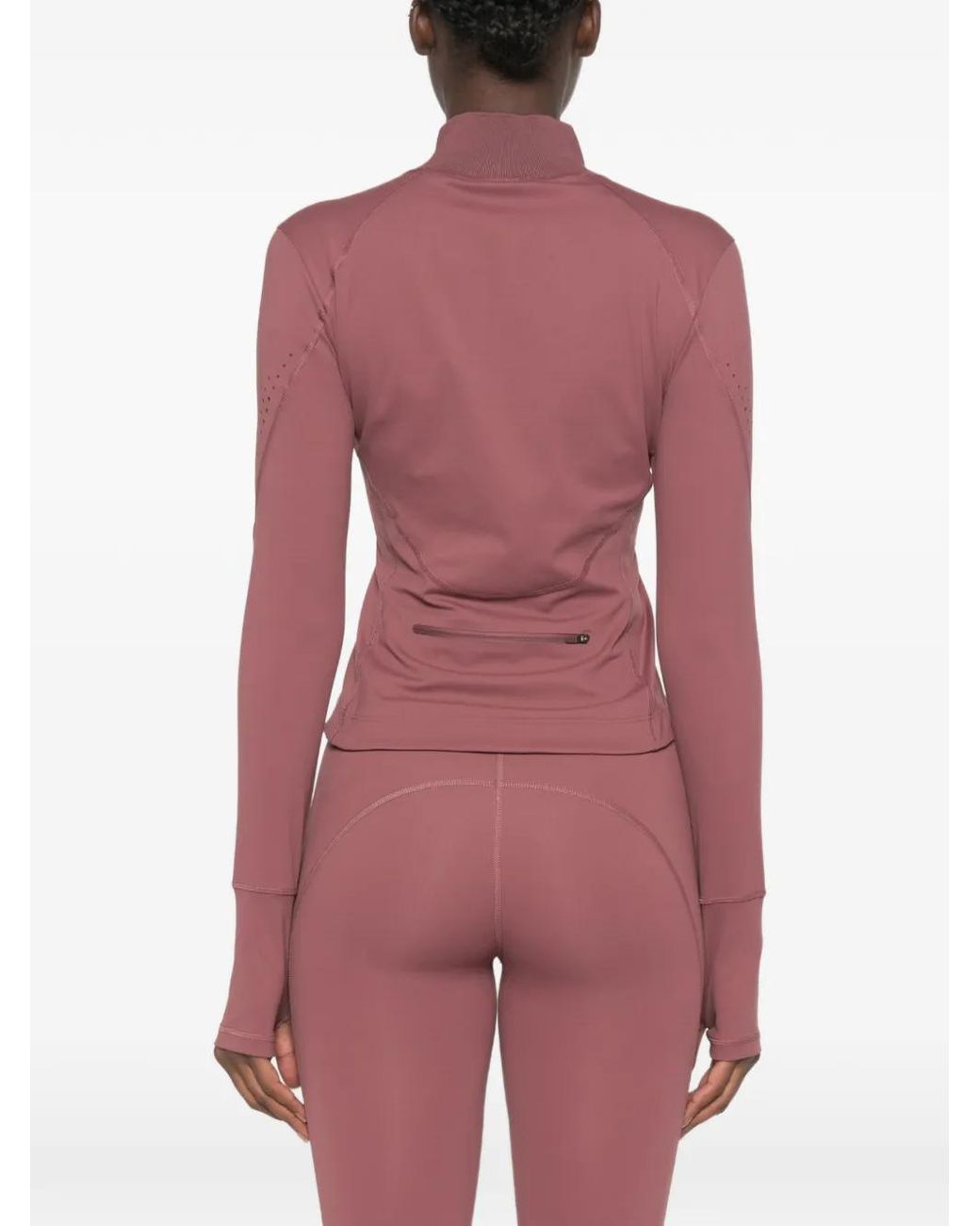 Adidas By Stella McCartney Red X Stella Mccartney Perforated Zip-Up T-Shirt
