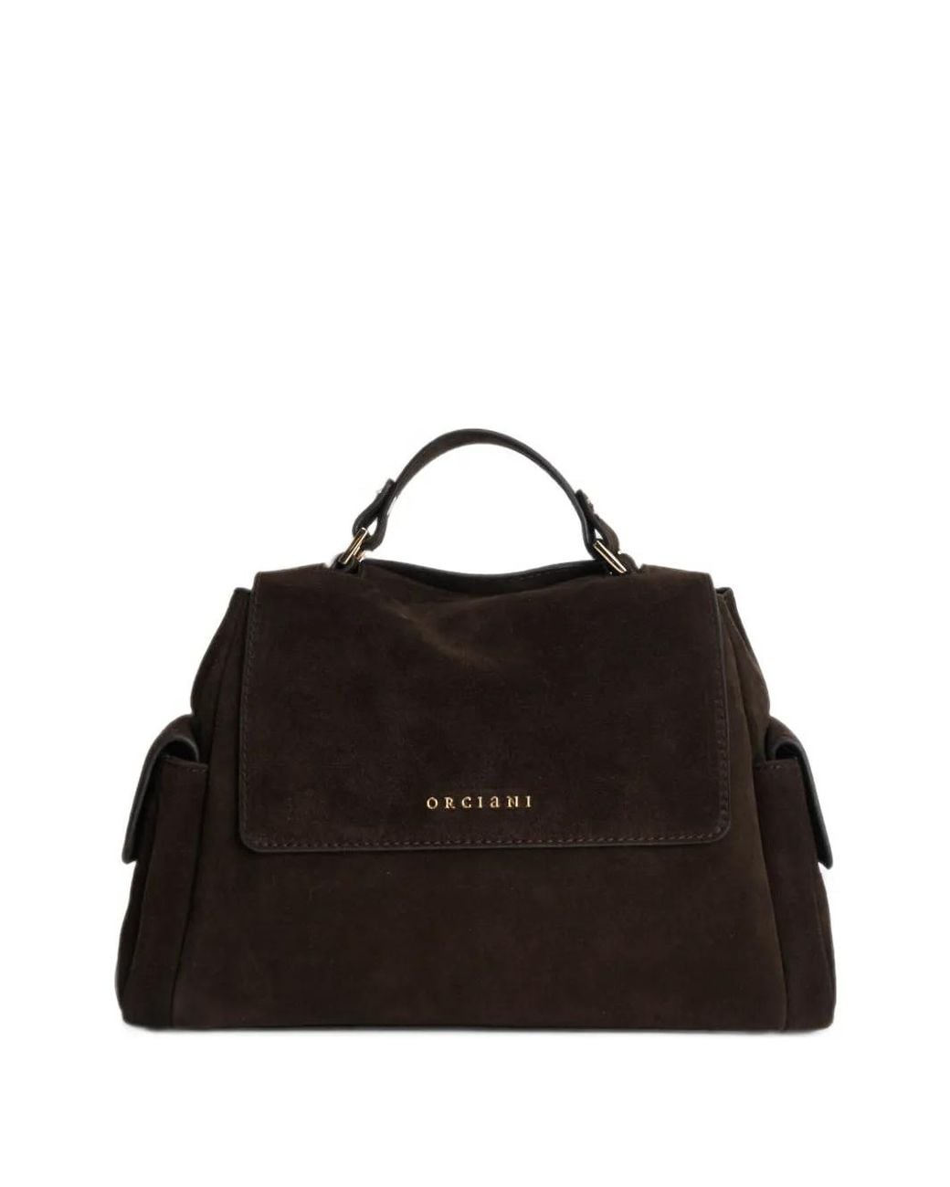 Orciani Black Logo-Plaque Suede Tote Bag