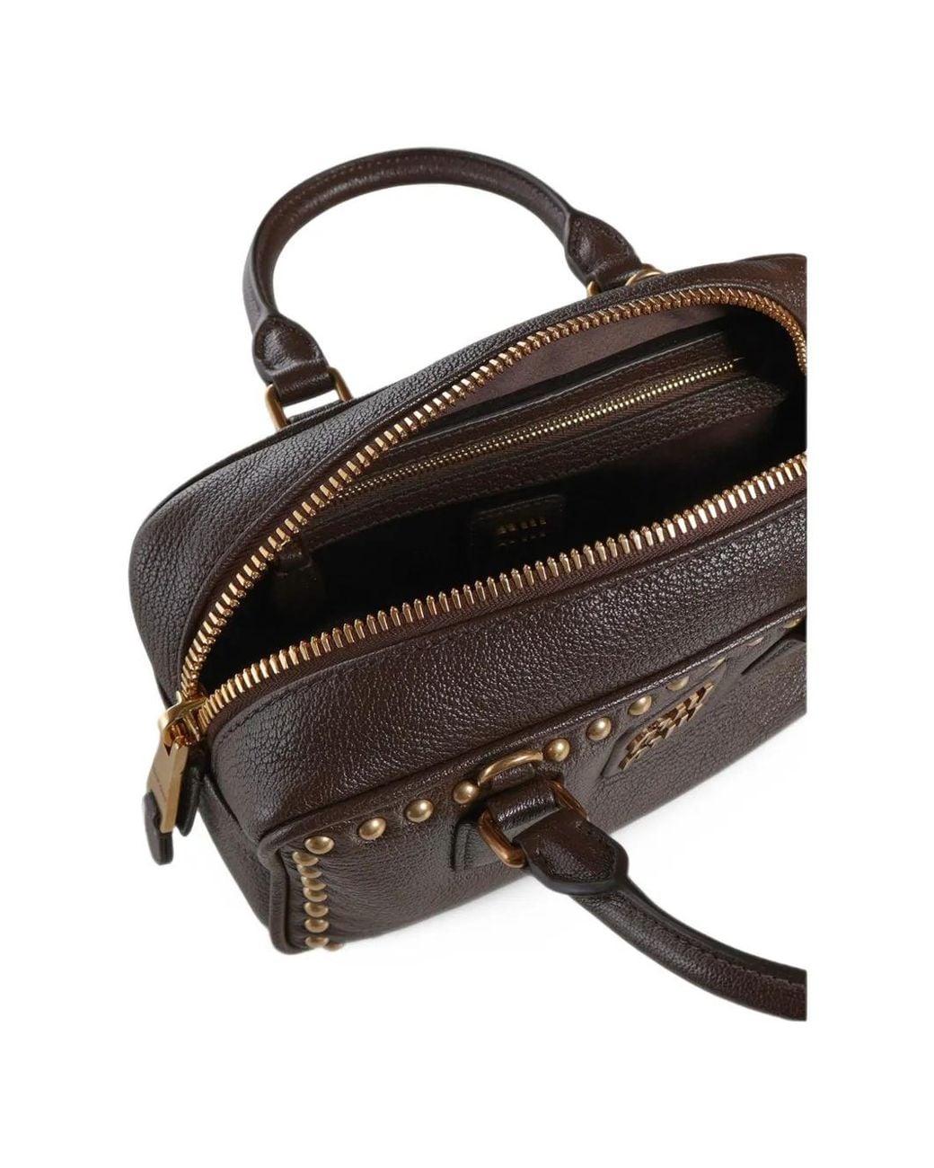 Miu Miu Brown Arcadie Studded Leather Bag