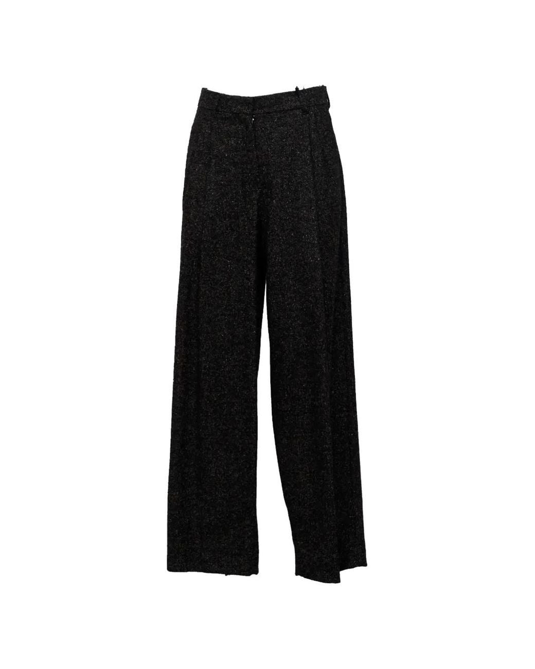 Max Mara Black Tweed Wide-Leg Trousers