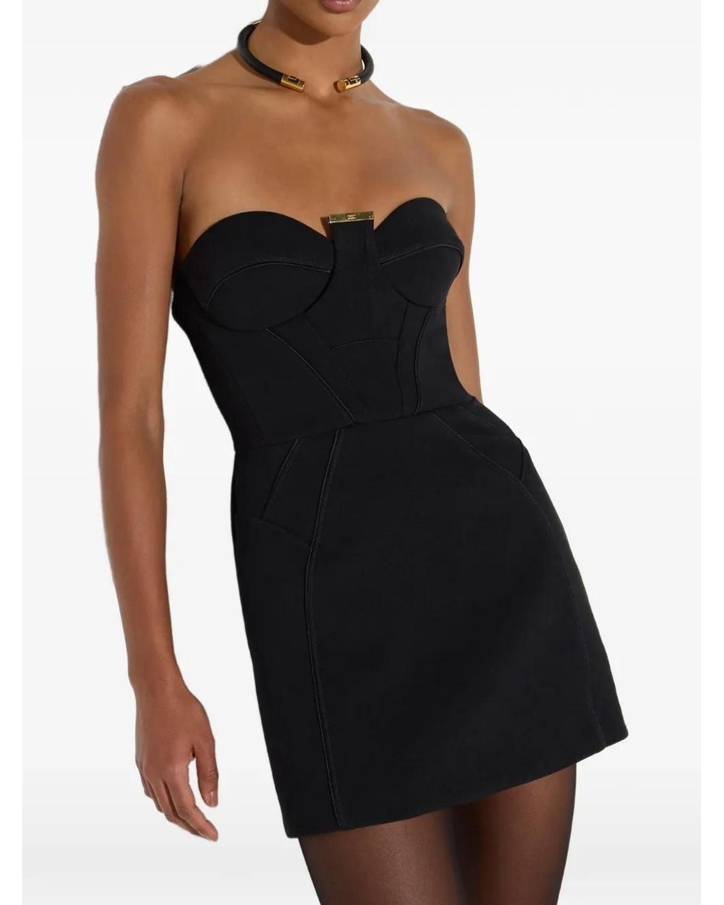 Elisabetta Franchi Black Mini Bustier Dress