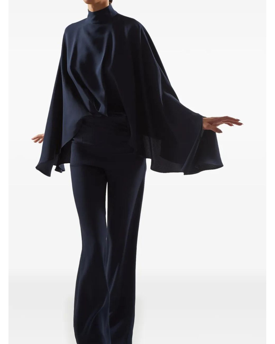 Taller Marmo Blue Eolia Cape-Sleeve Jumpsuit