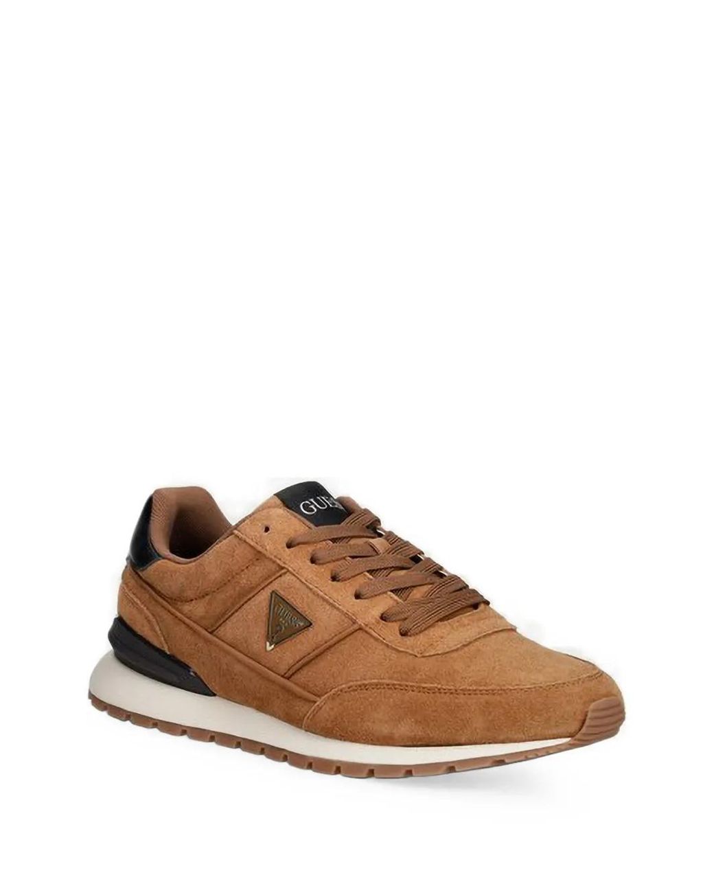 Guess Brown Rexlor Logo-Plaque Panelled Sneakers for men