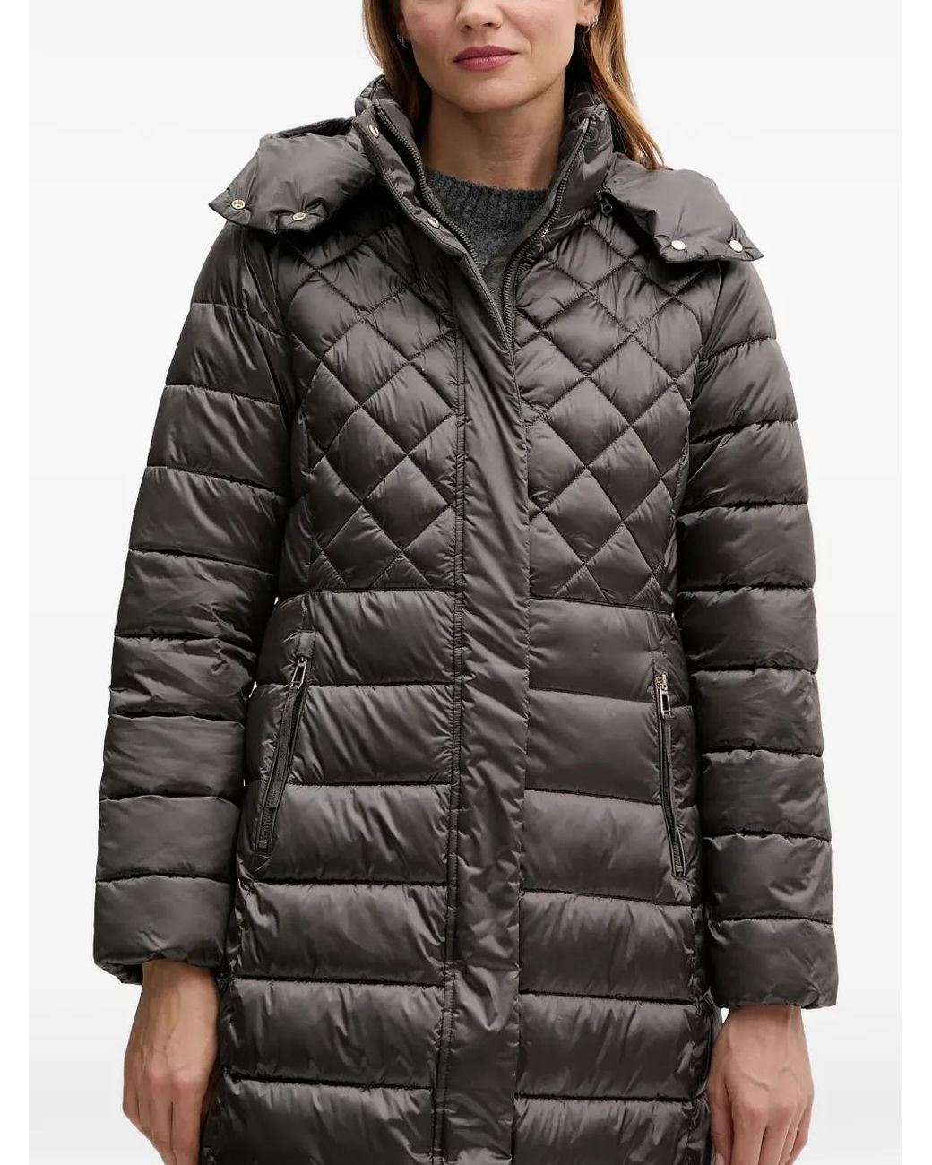 Joop! Black Constance Quilted-Design Coat