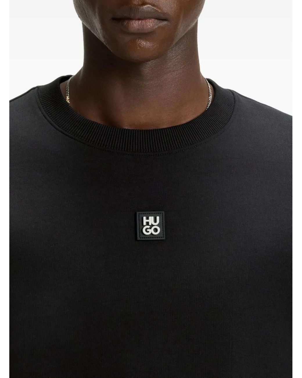 HUGO Black Logo-Patch Sweatshirt for men
