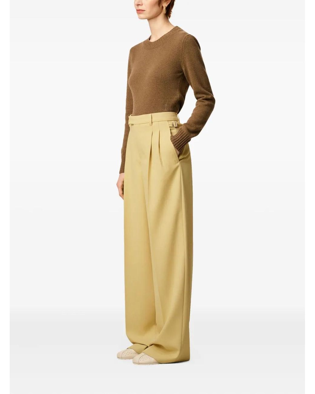 AMI Yellow Side-Straps Wool Trousers
