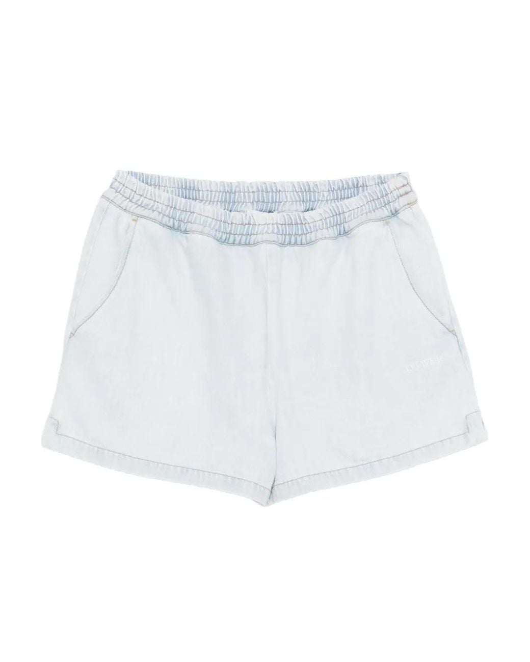 Off-White c/o Virgil Abloh White Logo-Print Denim Shorts